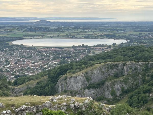 Chew valley reservoir and Bristol channel in the distance